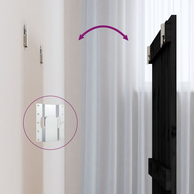 Musta sängynpääty seinälle Virvora 82,5x3x60cm (mänty)