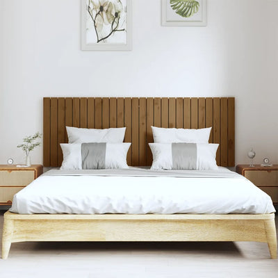 Sängynpääty seinälle hunajanruskea 166x3x60 cm täysi mänty