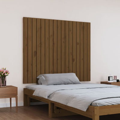 Sängynpääty seinälle hunajanruskea 108x3x90 cm täysi mänty