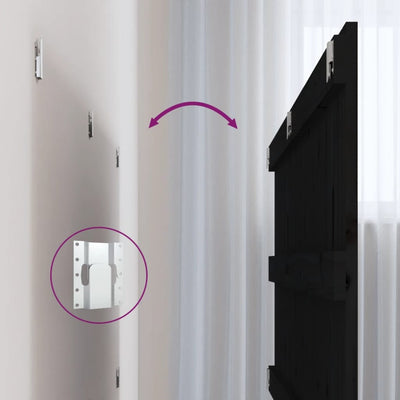 Musta sängynpääty seinälle Virvora 204x3x90cm (mänty)