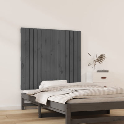 Sängynpääty seinälle harmaa 95,5x3x90 cm täysi mänty