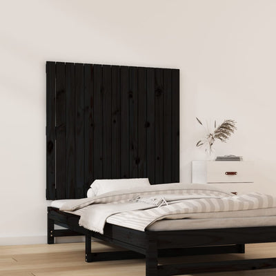 Sängynpääty seinälle musta 95,5x3x90 cm täysi mänty