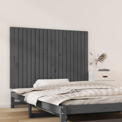Sängynpääty seinälle harmaa 127,5x3x90 cm täysi mänty