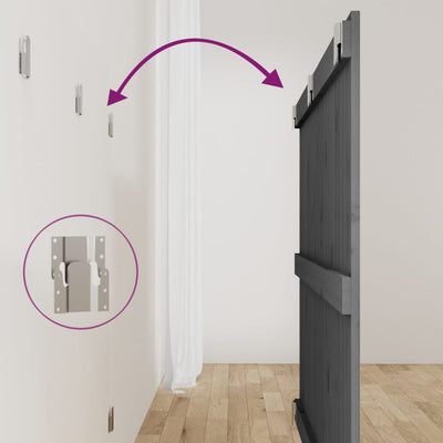 Harmaa sängynpääty seinälle Virvora 127,5x3x90cm (mänty)