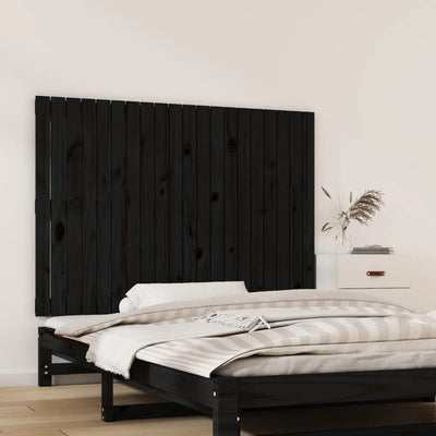 Sängynpääty seinälle musta 127,5x3x90 cm täysi mänty