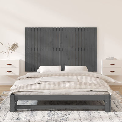 Sängynpääty seinälle harmaa 147x3x90 cm täysi mänty