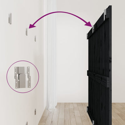 Musta sängynpääty seinälle Virvora 159,5x3x90cm (mänty)