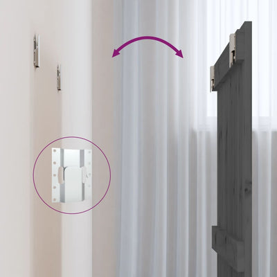 Harmaa sängynpääty seinälle Virvora 82,5x3x90cm (mänty)