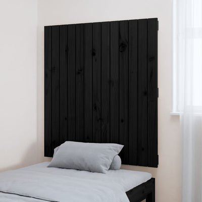 Sängynpääty seinälle musta 82,5x3x90 cm täysi mänty
