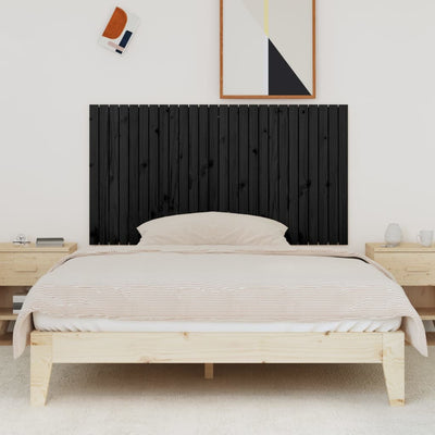 Sängynpääty seinälle musta 166x3x90 cm täysi mänty