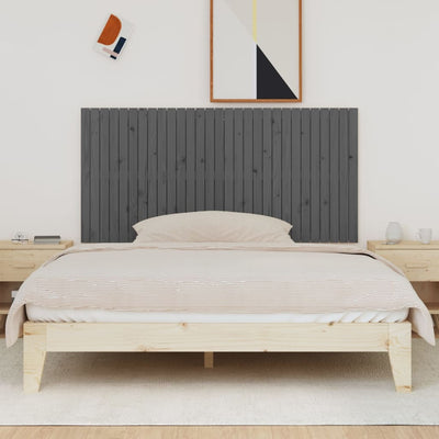 Sängynpääty seinälle harmaa 185x3x90 cm täysi mänty