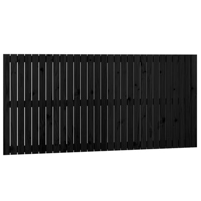 Sängynpääty seinälle musta 185x3x90 cm täysi mänty