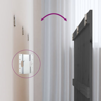 Harmaa sängynpääty seinälle Virvora 140x3x90cm (mänty)