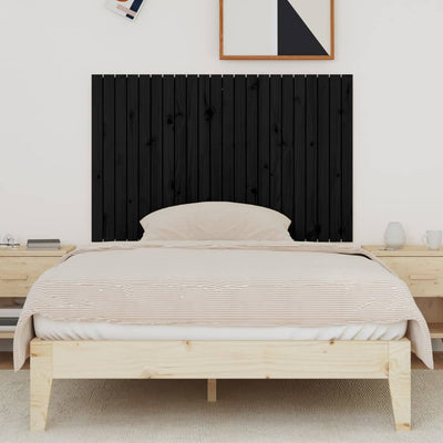 Sängynpääty seinälle musta 140x3x90 cm täysi mänty