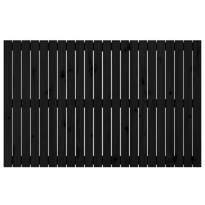 Sängynpääty seinälle musta 140x3x90 cm täysi mänty