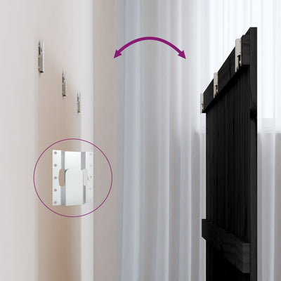 Musta sängynpääty seinälle Virvora 140x3x90cm (mänty)