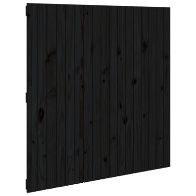 Sängynpääty seinälle musta 108x3x110 cm täysi mänty