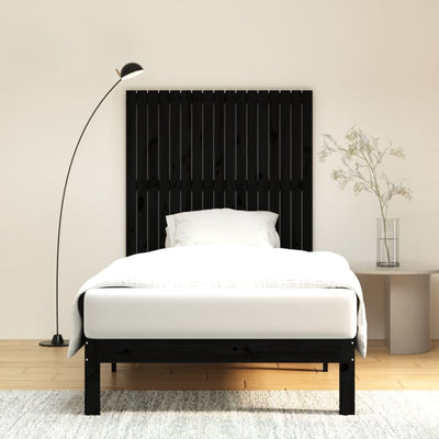 Sängynpääty seinälle musta 108x3x110 cm täysi mänty