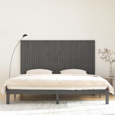 Sängynpääty seinälle harmaa 204x3x110 cm täysi mänty