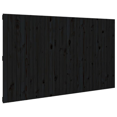 Sängynpääty seinälle musta 204x3x110 cm täysi mänty