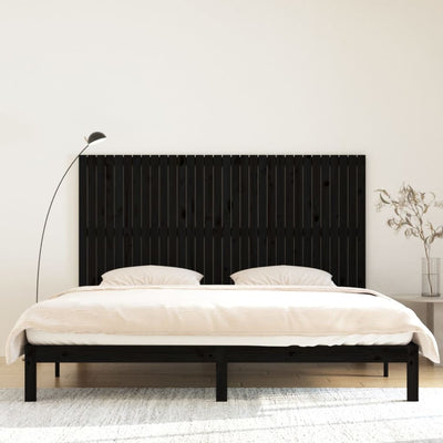 Sängynpääty seinälle musta 204x3x110 cm täysi mänty