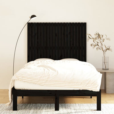 Sängynpääty seinälle musta 127,5x3x110 cm täysi mänty