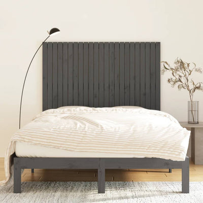 Sängynpääty seinälle harmaa 146,5x3x110 cm täysi mänty