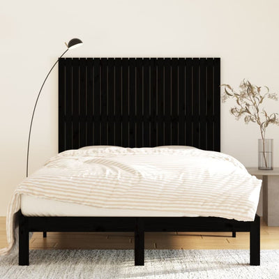 Sängynpääty seinälle musta 146,5x3x110 cm täysi mänty
