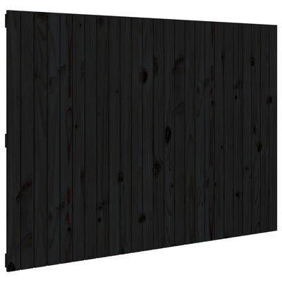 Sängynpääty seinälle musta 159,5x3x110 cm täysi mänty