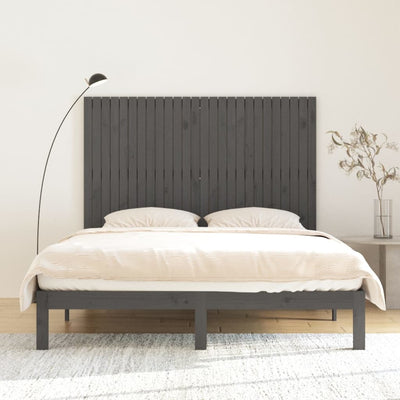 Sängynpääty seinälle harmaa 166x3x110 cm täysi mänty