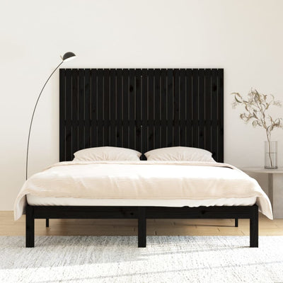 Sängynpääty seinälle musta 166x3x110 cm täysi mänty