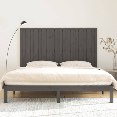 Sängynpääty seinälle harmaa 185x3x110 cm täysi mänty