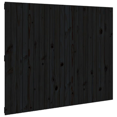 Sängynpääty seinälle musta 140x3x110 cm täysi mänty