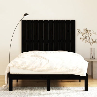 Sängynpääty seinälle musta 140x3x110 cm täysi mänty