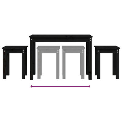 Musta sarjapöydät Verlyn (3 kpl mänty)