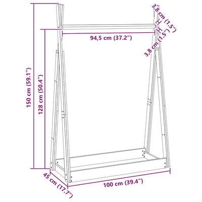 Vaateteline Traiciu 100x45x150cm (mänty)