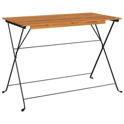 Kokoontaitettava bistropöytä 100x54x71 cm akasiapuu ja teräs