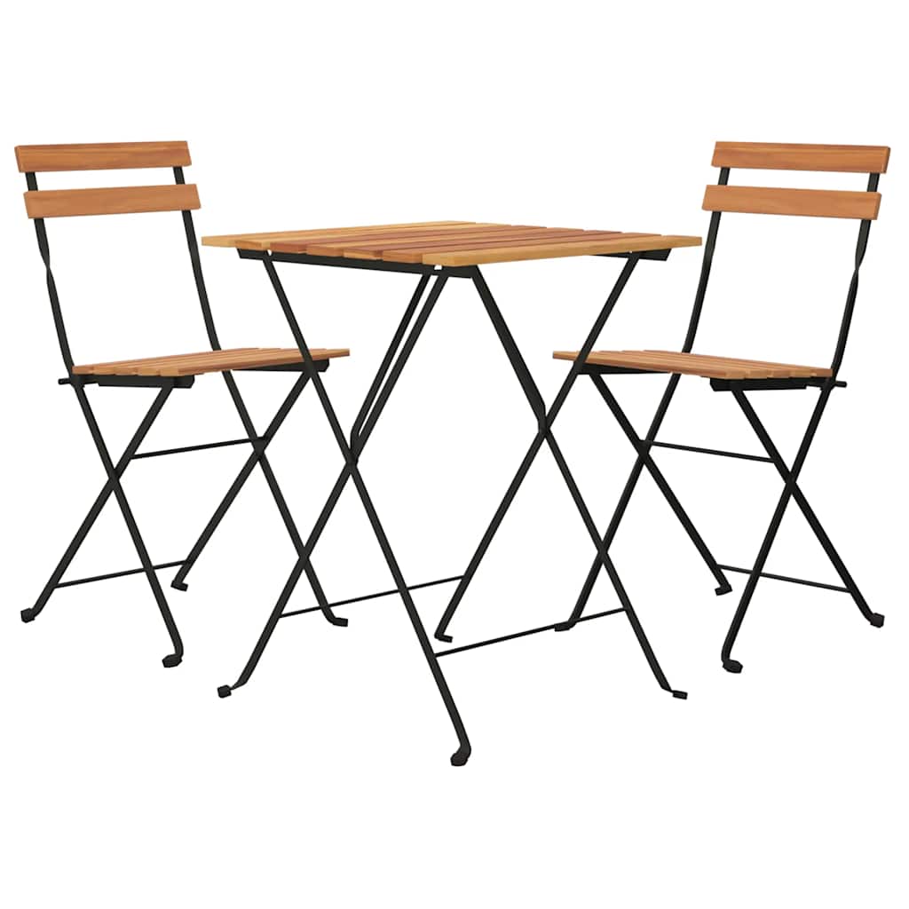 Kokoontaitettava bistrosarja Basaraba (3-osainen, tiikki ja teräs)
