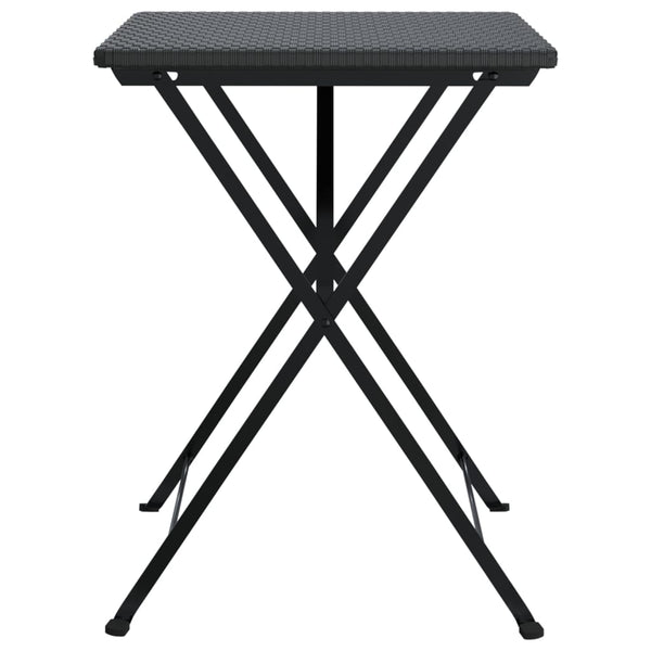 Taitettava bistropöytä musta 55x54x71 cm polyrottinki
