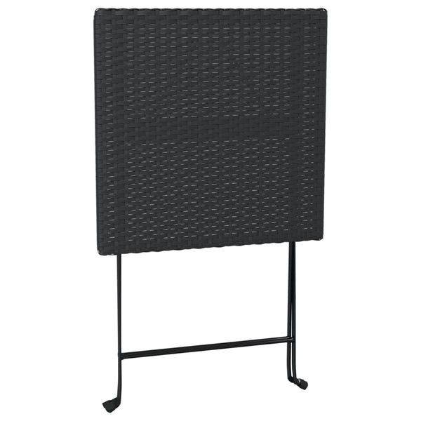 Taitettava bistropöytä musta 55x54x71 cm polyrottinki