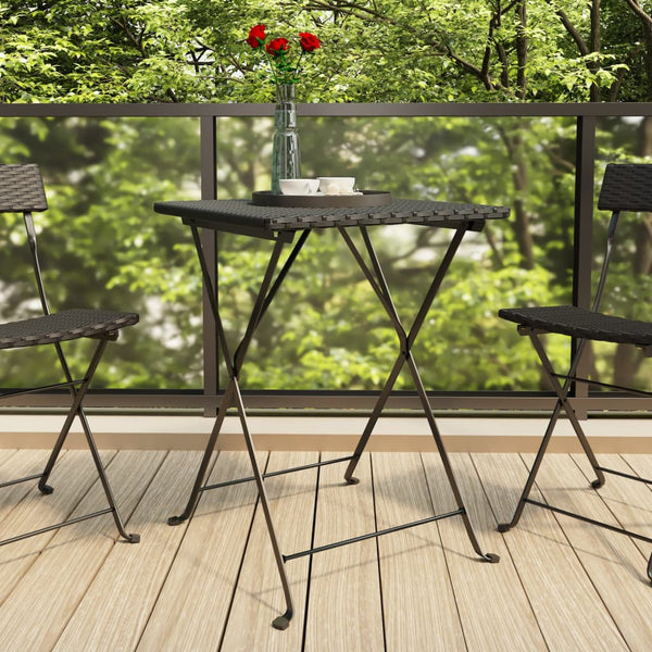 Taitettava bistropöytä musta 55x54x71 cm polyrottinki