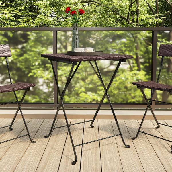 Taitettava bistropöytä ruskea 55x54x71 cm polyrottinki