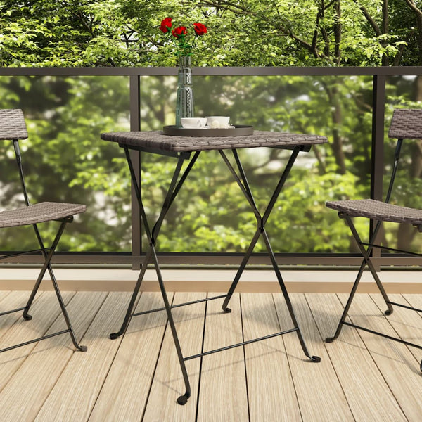 Taitettava bistropöytä harmaa 55x54x71 cm polyrottinki
