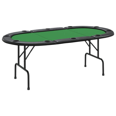 10 pelaajan kokoontaittuva pokeripöytätaso vihreä 206x106x75 cm