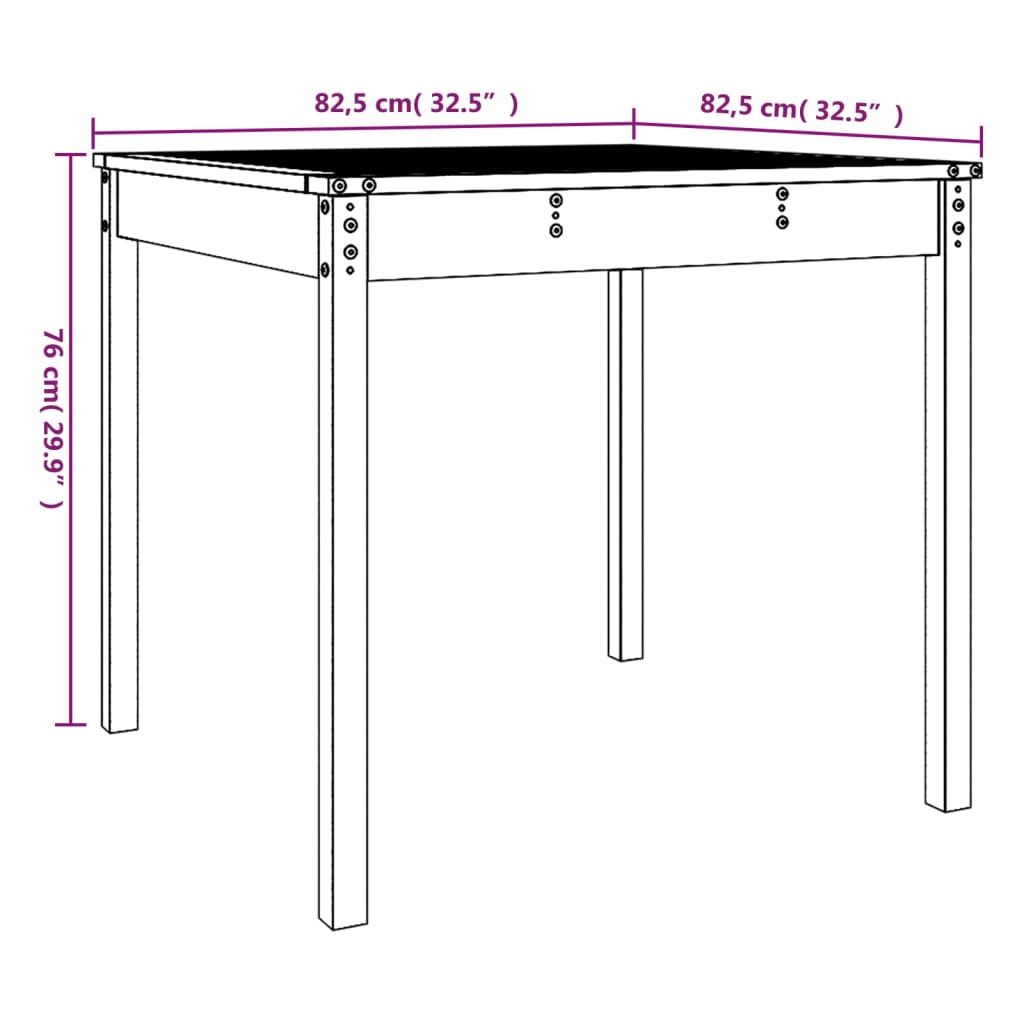 Hunajanruskea puutarhapöytä Kay 82,5x82,5x76cm (mänty)