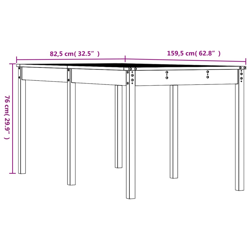 Hunajanruskea puutarhapöytä Kay 159,5x82,5x76cm (mänty)