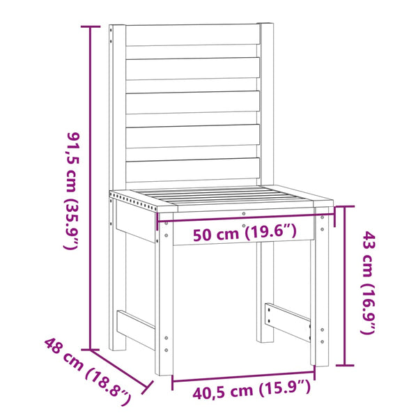 Puutarhatuolit 2 kp musta 50x48x91,5 cm täysi mänty