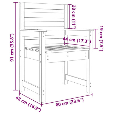 Puutarhatuolit Velizarie 60x48x91cm (2 kp douglaskuusi)