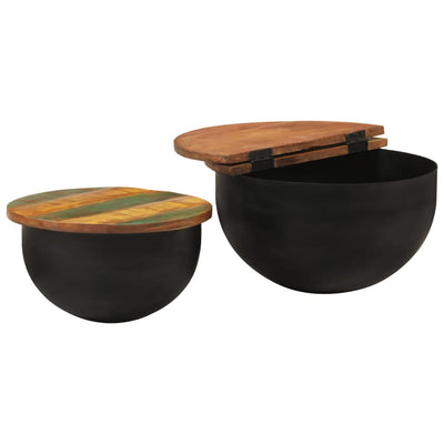 Musta sohvapöytäsarja Deacrisa (2-osainen, kierrätetty täyspuu)