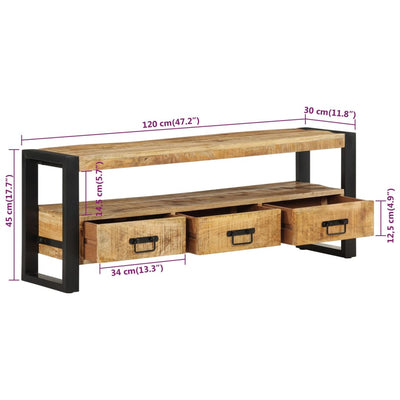 TV-taso 120x30x45 cm täysi mangopuu